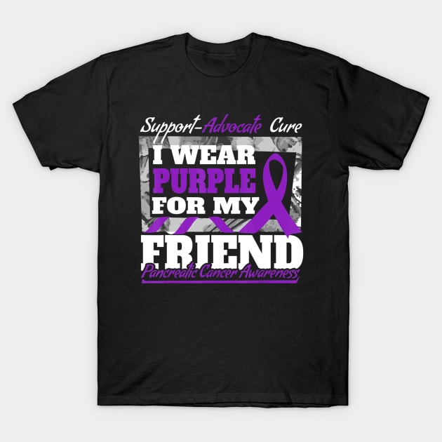 I Wear Purple For My Friend Pancreatic Cancer Aware T-Shirt by LiFilimon
